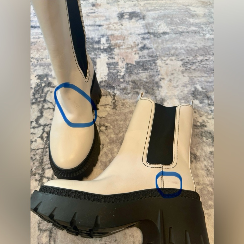Coach Alexa Chelsea Boots White Leather Streetwear Chunky Heel Sz 8 - Picture 12 of 12